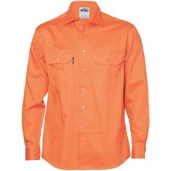 Open Front Cotton Drill Shirt - Long Sleeve 3202 7 Open Front Cotton Drill Shirt - Long Sleeve 3202 -Work Clothing Store 3202Orange