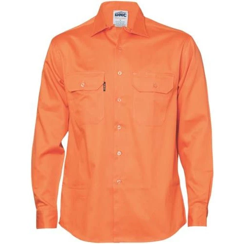 Open Front Cotton Drill Shirt - Long Sleeve 3202 4 Open Front Cotton Drill Shirt - Long Sleeve 3202 - Image 4
