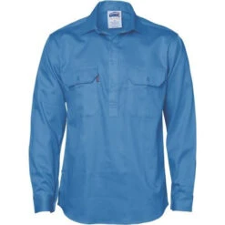 Closed Front Cotton Drill Shirt - Long Sleeve 3204 -Work Clothing Store 3204Sky