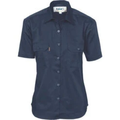 Ladies Cotton Drill Work Shirt - Short Sleeve 3231