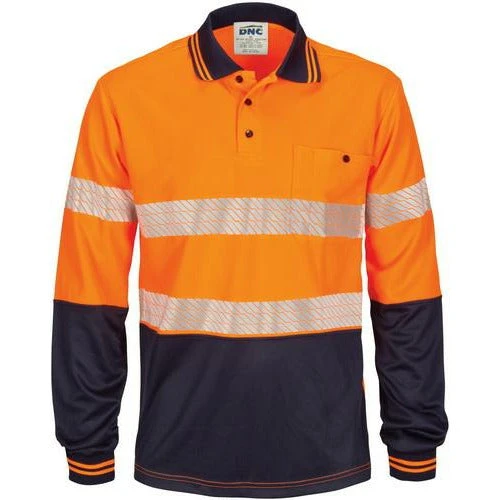 Hi Vis Segmented Tape Micromesh Polo - Long Sleeve 3513 2 Hi Vis Segmented Tape Micromesh Polo - Long Sleeve 3513 - Image 2