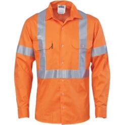 Cotton Drill Shirt X Back With CSR Reflective Tape - Long Sleeve 3546 (NSW RAIL)