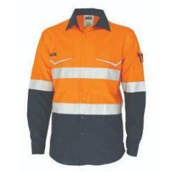 Two-Tone RipStop Cotton Shirt With Reflective CSR Tape. Long Sleeve - 3588 -Work Clothing Store 3588 3