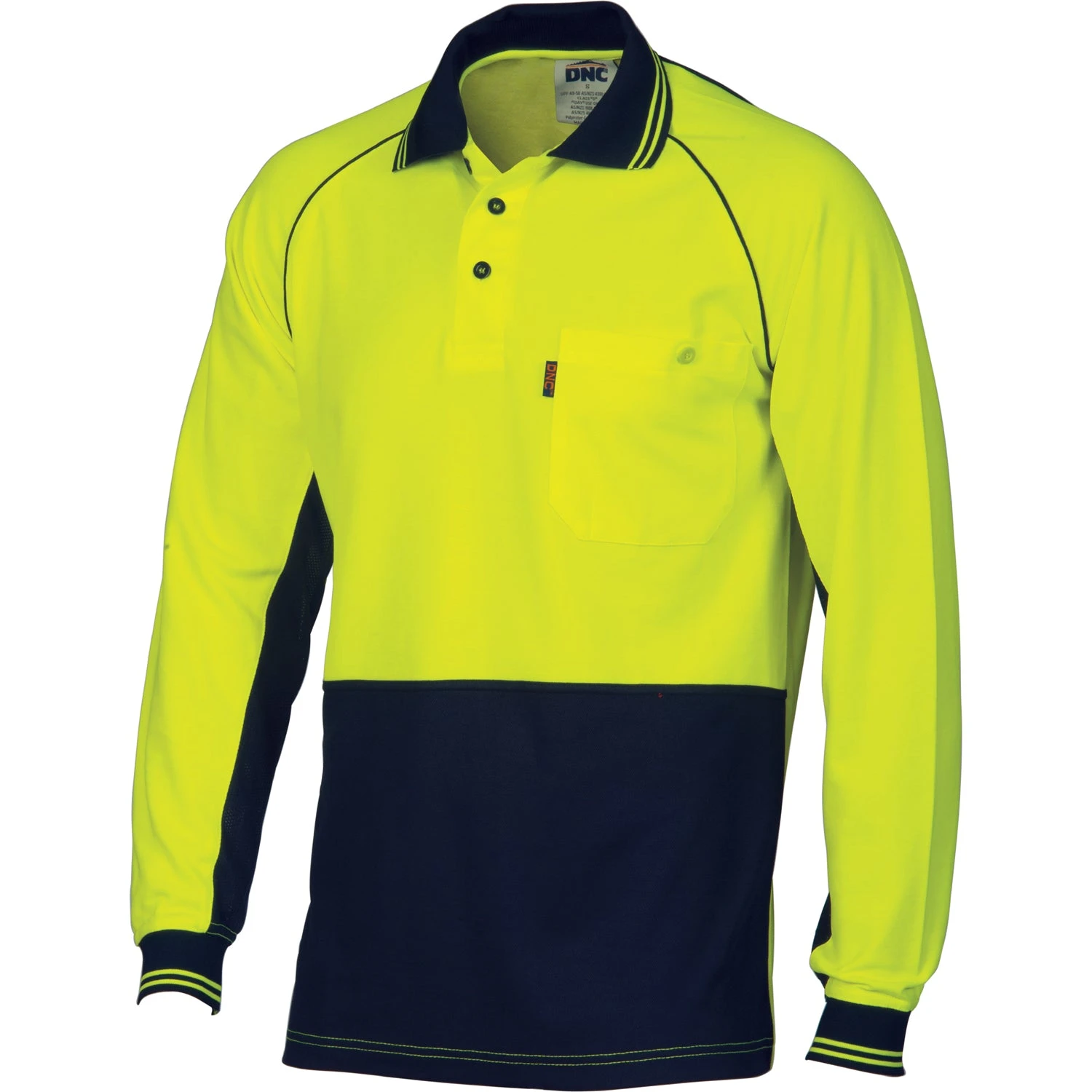HiVis Cotton Backed Cool-Breeze Contrast Polo - Long Sleeve 3720 1 HiVis Cotton Backed Cool-Breeze Contrast Polo - Long Sleeve 3720