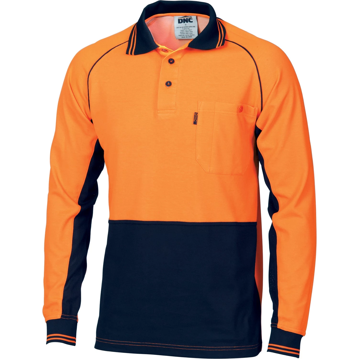 HiVis Cotton Backed Cool-Breeze Contrast Polo - Long Sleeve 3720 2 HiVis Cotton Backed Cool-Breeze Contrast Polo - Long Sleeve 3720 - Image 2