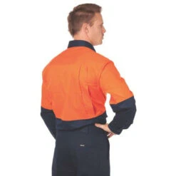 HiVis Cool-Breeze Vertical Vented Cotton Shirt - Long Sleeve 3732 -Work Clothing Store 3732Back