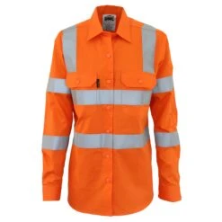 Work Clothing Store 9 Ladies Cotton Lightweight Shirt Day/Night With CSR Reflective Tape - Long Sleeve 3742 (VIC RAIL)