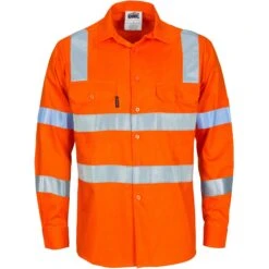 Cotton Drill Lightweight Shirt Day/Night With CSR Reflective Tape - Long Sleeve 3743 (VIC RAIL)