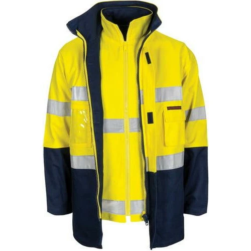 HiVis "4 IN 1" Cotton Drill Jacket With Generic R/Tape 3764 2 HiVis "4 IN 1" Cotton Drill Jacket With Generic R/Tape 3764 - Image 2