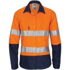 Ladies HiViS Cool-Breeze Cotton Shirt With CSR R/Tape - Long Sleeve 3786