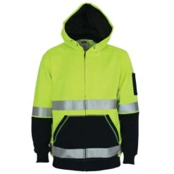 Hivis 2 Tone Full Zip Super Fleecy Hoodie With CSR Reflective Tape - 3788