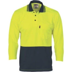 HiVis Two Tone Cool Breathe Polo Shirt, 3/4 Sleeve - 3812 -Work Clothing Store 3812Y N