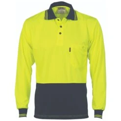 HiVis Two Tone Cool Breathe Polo Shirt Long Sleeve - 3813 -Work Clothing Store 3813YelNav