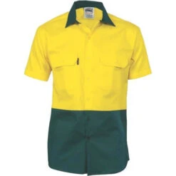 HiVis Two Tone Cotton Drill Shirt - Short Sleeve 3831 -Work Clothing Store 3831Y G