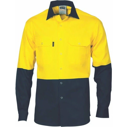 HiVis Two Tone Open Front Cotton Drill Shirt With Press Studs - Long Sleeve 3838 2 HiVis Two Tone Open Front Cotton Drill Shirt With Press Studs - Long Sleeve 3838 - Image 2