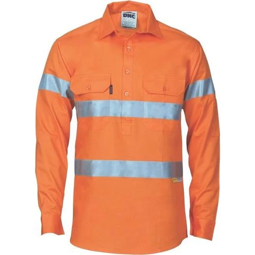 HiVis Close Front Cotton Drill Shirt With 3M R/Tape 3848 1 HiVis Close Front Cotton Drill Shirt With 3M R/Tape 3848