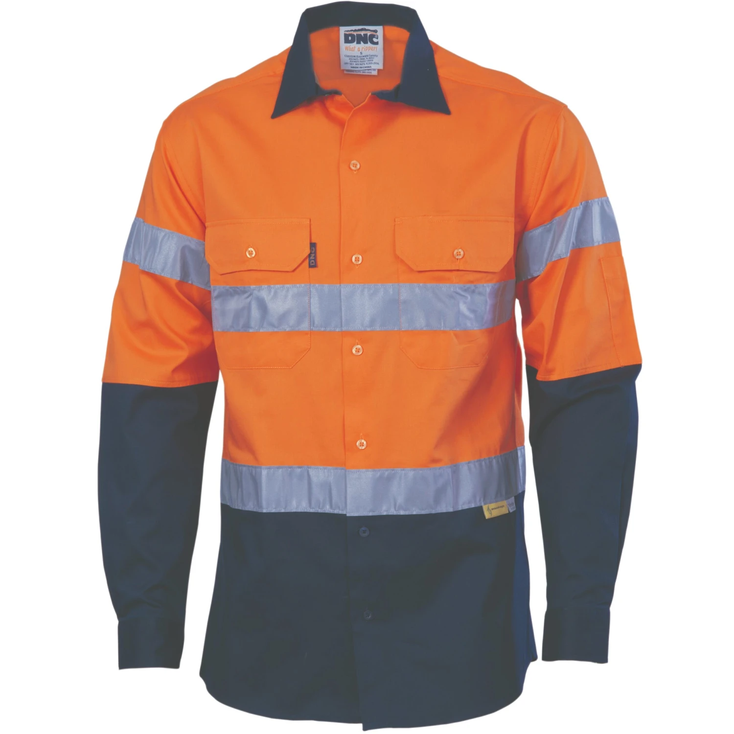 HiVis Cool-Breeze Cotton Shirt With 3M 8910 R/Tape - Long Sleeve 3886 2 HiVis Cool-Breeze Cotton Shirt With 3M 8910 R/Tape - Long Sleeve 3886 - Image 2