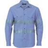 Cotton Chambray Shirt With Reflective Tape - Long Sleeve 3889