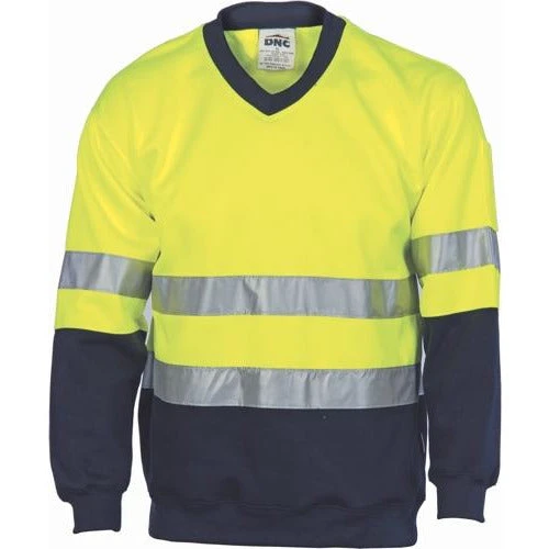 Hivis Two Tone Sweatshirt (Sloppy Joe) With Generic Reflective Tape V-Neck 3921 1 Hivis Two Tone Sweatshirt (Sloppy Joe) With Generic Reflective Tape V-Neck 3921