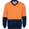 HiVis Two Tone Cotton Fleecy Sweat Shirt V-Neck 3922