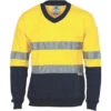 HiVis Two Tone Cotton Fleecy Sweat Shirt V-Neck With 3M R/Tape 3924