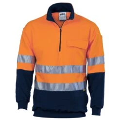 HiVis Two Tone 1/2 Zip Cotton Fleecy Windcheater With 3M R/Tape 3925