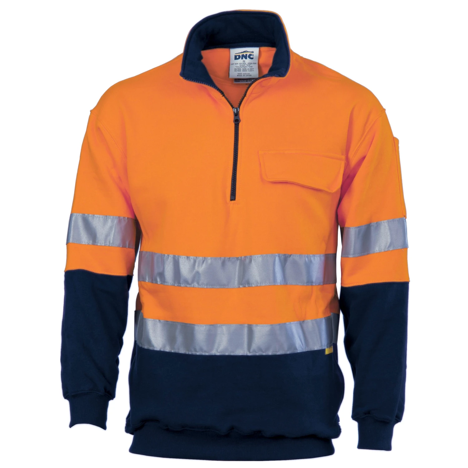 HiVis Two Tone 1/2 Zip Cotton Fleecy Windcheater With 3M R/Tape 3925 1 HiVis Two Tone 1/2 Zip Cotton Fleecy Windcheater With 3M R/Tape 3925