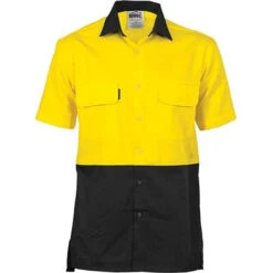 HiVis 3 Way Cool-Breeze Cotton Shirt - Short Sleeve 3937 -Work Clothing Store 3937 YellowBlack 33935.1622595761 0da75ecb 8873 4ef7 9083 bd7ba50fa536