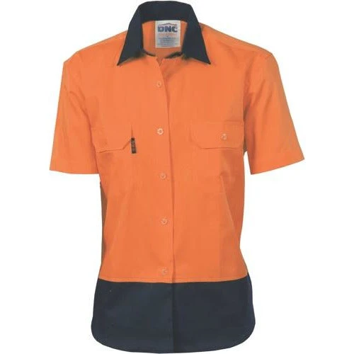 Ladies HiVis 2 Tone Cool-Breeze Cotton Shirt - Short Sleeve 3939 2 Ladies HiVis 2 Tone Cool-Breeze Cotton Shirt - Short Sleeve 3939 - Image 2