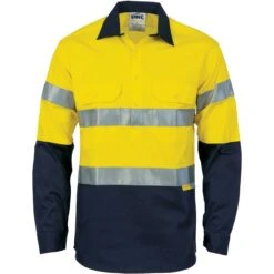 HiVis Cool-Breeze Close Front Cotton Shirt With 3M R/Tape - Long Sleeve - 3949