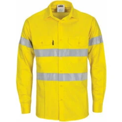 HiVis Cool-Breeze Cotton Shirt With Generic R/Tape - Long Sleeve 3967 -Work Clothing Store 3967Y