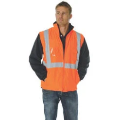 HiVis Cross Back Day/Night “4 In 1” Zip Off Sleeve Reversible Vest 3994 -Work Clothing Store 3994 02