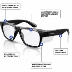 Safe Style FBC100 Fusion Black Frame Safety Glasses -Work Clothing Store FBC100