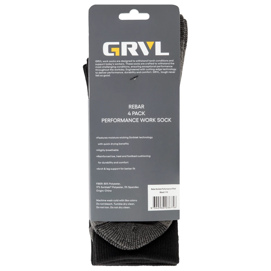 GRVL Socks - Rebar Sorbtek Performance 4 Pack 3 GRVL Socks - Rebar Sorbtek Performance 4 Pack - Image 3