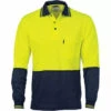 Cotton Back HiVis Two Tone Fluoro Polo - Long Sleeve 3816