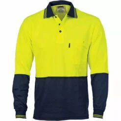 Cotton Back HiVis Two Tone Fluoro Polo - Long Sleeve 3816