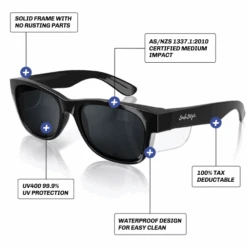 Safe Style CBP100 Classic Black Frame Polarised Safety Glasses -Work Clothing Store cbp100