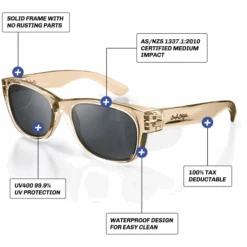 Safe Style CCHP100 Classic Champagne Frame Polarised Safety Glasses -Work Clothing Store cchp100