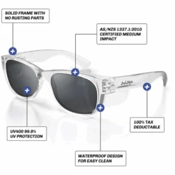 Safe Style CCP100 Classic Clear Frame Polarised Safety Glasses 11 Safe Style CCP100 Classic Clear Frame Polarised Safety Glasses -Work Clothing Store ccp100