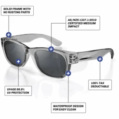 Safe Style CGP100 Classic Graphite Frame Polarised Safety Glasses -Work Clothing Store cgp100