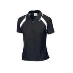 Ladies Poly/Cotton Contrast Raglan Panel Polo 5246 -Work Clothing Store polo shirt black white